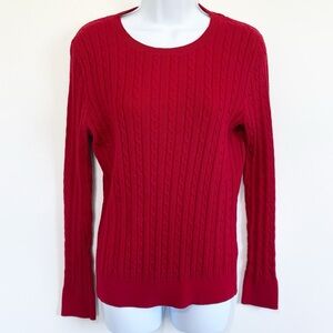 TALBOTS Cable Knit Sweater Long Sleeve Red Medium